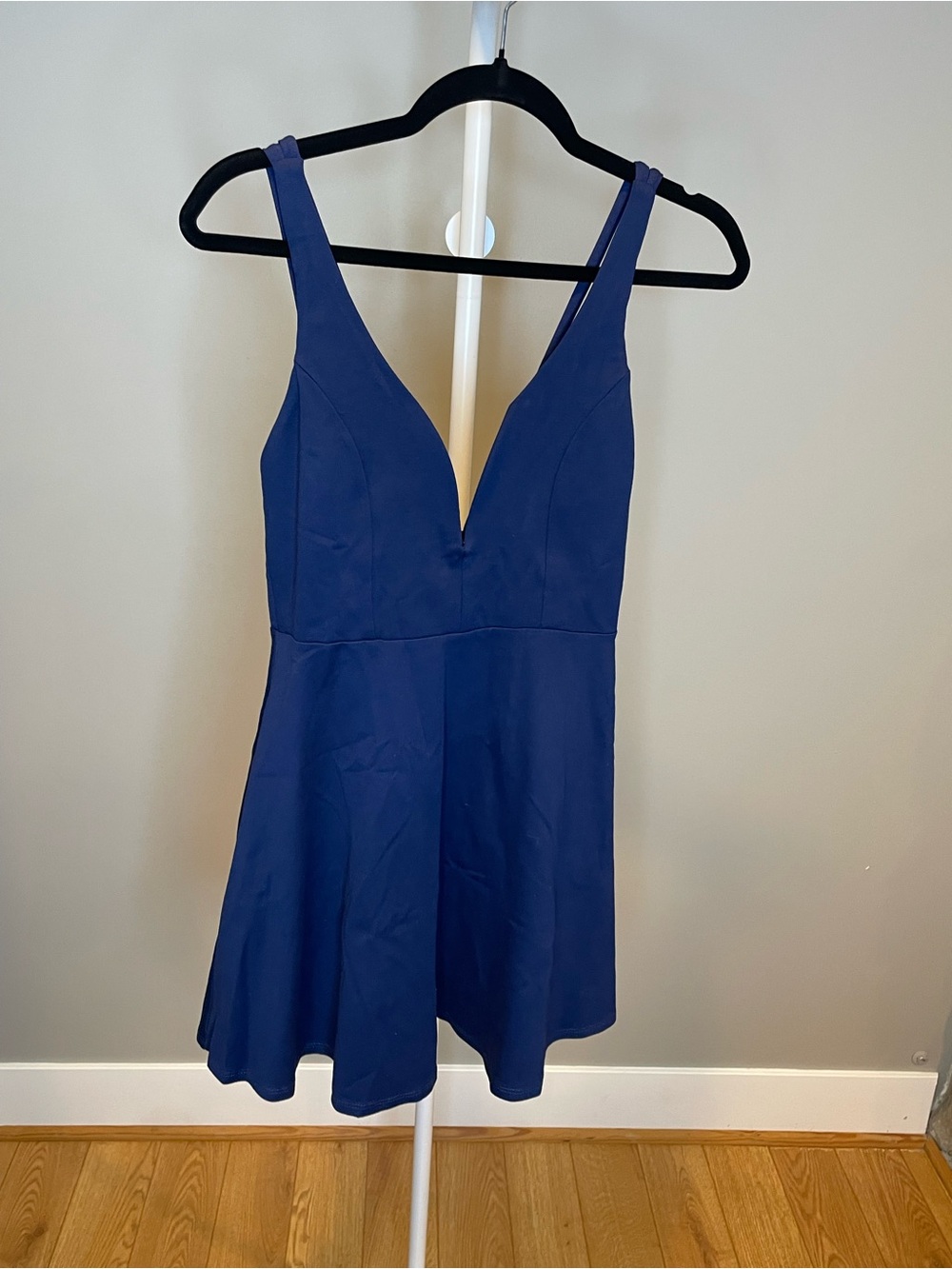 Lulu's Royal Blue V‑Neck Mini Skater Dress